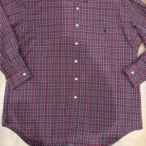 Polo Ralph Lauren Golf  Shirt Mens Large Red Check Long Sleeve Button Up